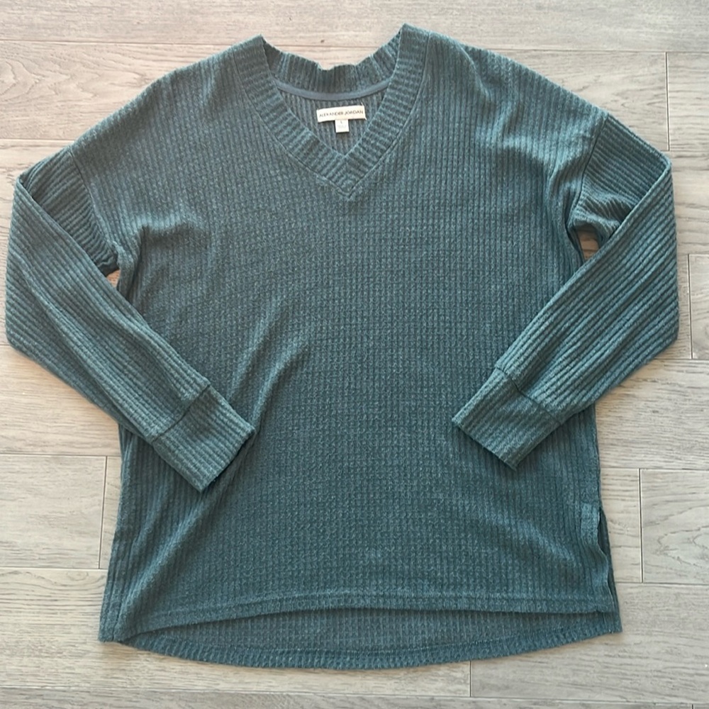 Alexander Jordan V-Neck Green Sweater Size Large